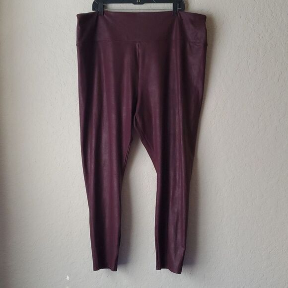 Vera Wang Pants - Simply Vera Vera Wang Faux Leather Leggings 2X 3X Maroon High Rise Plus